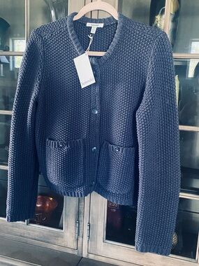 SPLENDID Navy Popcorn Knit Button Cardigan. M. NWT